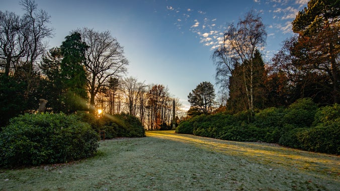 Looking towards the Sun Monument in the low winter sun